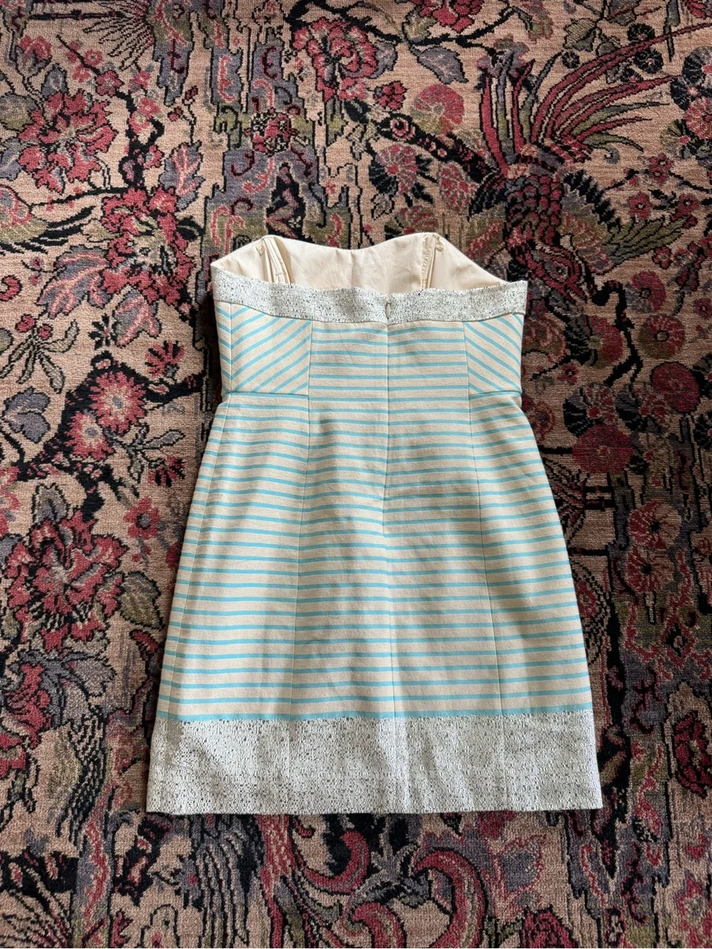 Lilly Pulitzer Remi striped silver turquoise stripe strapless dress
